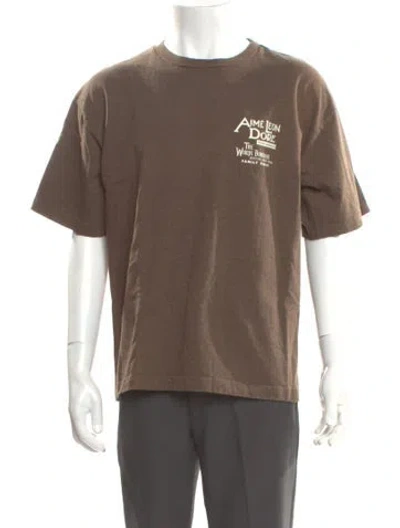 Pre-owned Aimé Leon Dore Graphic Print Crew Neck T-shirt In Brown