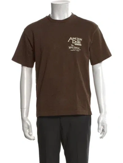Pre-owned Aimé Leon Dore Graphic Print Crew Neck T-shirt In Brown
