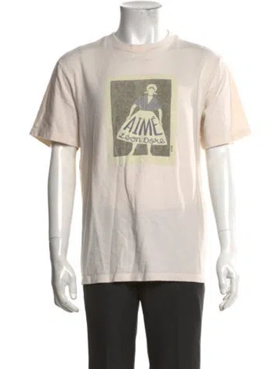 Pre-owned Aimé Leon Dore Graphic Print Crew Neck T-shirt In Neutrals/white