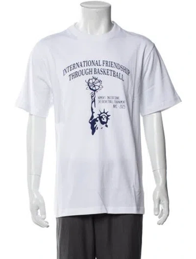 Pre-owned Aimé Leon Dore Graphic Print Crew Neck T-shirt W/ Tags In White