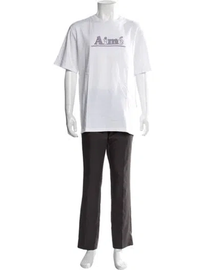 Pre-owned Aimé Leon Dore Graphic Print Crew Neck T-shirt In White