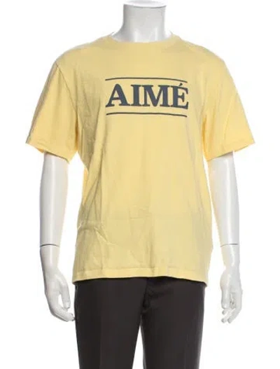 Pre-owned Aimé Leon Dore Graphic Print Crew Neck T-shirt In Yellow