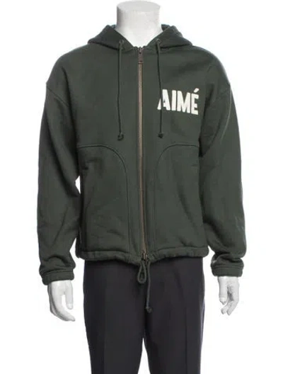 Pre-owned Aimé Leon Dore Graphic Print Jacket In Green