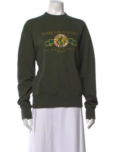 Pre-owned Aimé Leon Dore Graphic Print Mock Neck Sweatshirt In Green