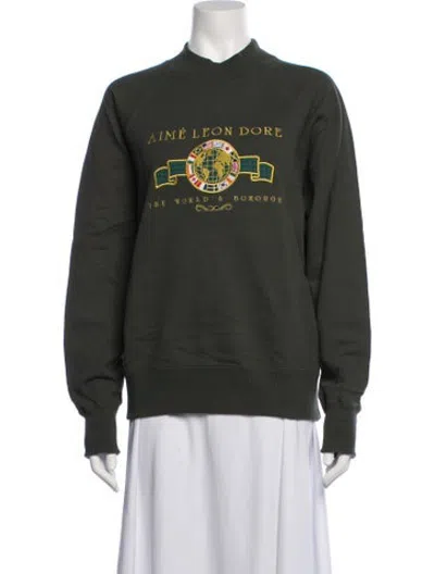 Pre-owned Aimé Leon Dore Graphic Print Mock Neck Sweatshirt In Green
