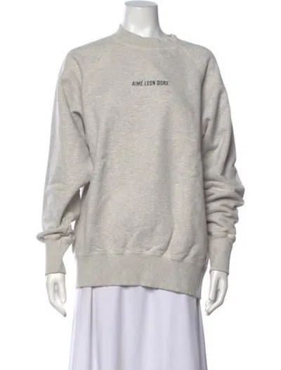Pre-owned Aimé Leon Dore Graphic Print Mock Neck Sweatshirt In Grey