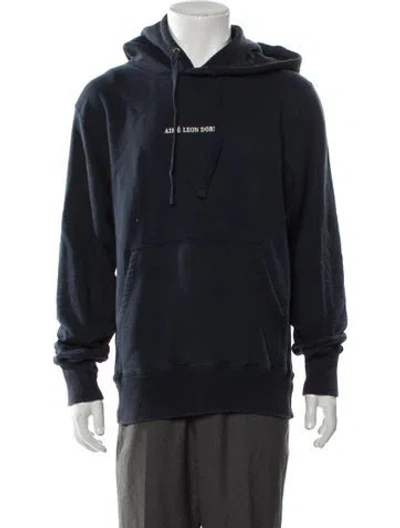 Pre-owned Aimé Leon Dore Graphic Print Turtleneck Polo Sweater In Blue