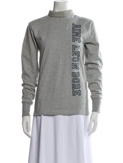 Pre-owned Aimé Leon Dore Graphic Print Turtleneck Top In Gray