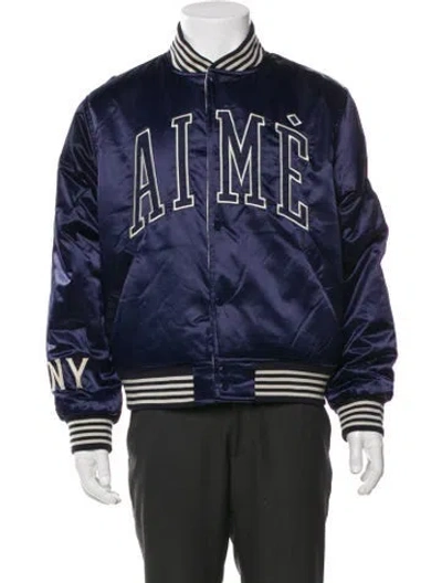 Pre-owned Aimé Leon Dore Graphic Print Varsity Jacket In Neutral