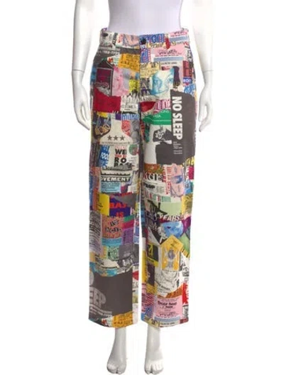 Pre-owned Aimé Leon Dore Graphic Print Wide Leg Pants In Multicolor