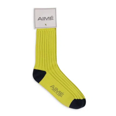 Aimé Leon Dore Green New Balance Heavyweight Socks In Yellow