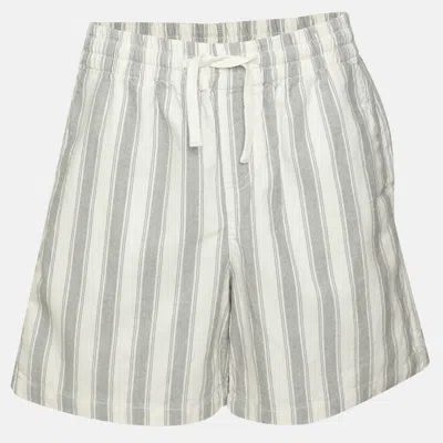 Pre-owned Aimé Leon Dore Grey/white Stripe Cotton Elasticated Shorts M In Gray