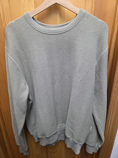 Pre-owned Aimé Leon Dore Herringbone Terry Crewneck - Laurel Oak In Green