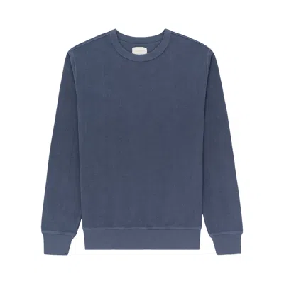 Pre-owned Aimé Leon Dore Herringbone Terry Uniform Crewneck Sweatshirt 'vintage Indigo' | Blue | Men's Size S