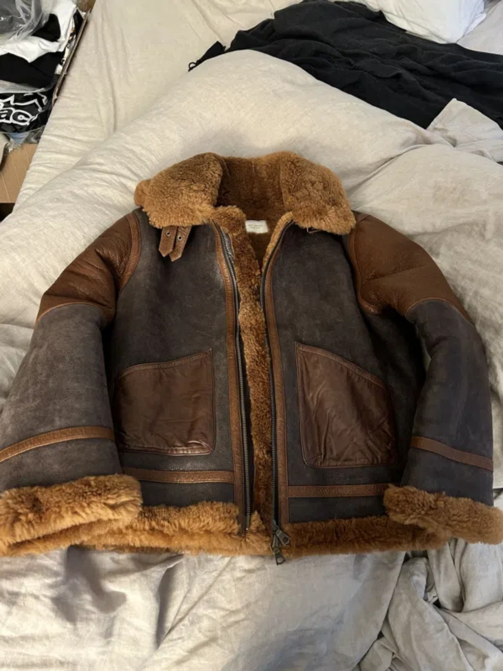 Pre-owned Aimé Leon Dore Hooded Shearling Jacket In Brown | ModeSens