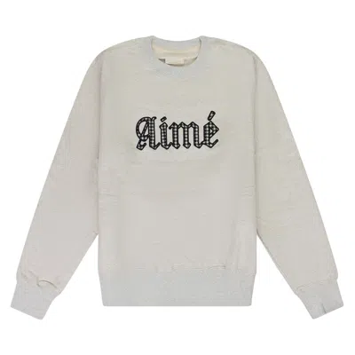 Pre-owned Aimé Leon Dore Houndstooth Applique Crewneck Sweatshirt 'grey' | Men's Size S In Gray