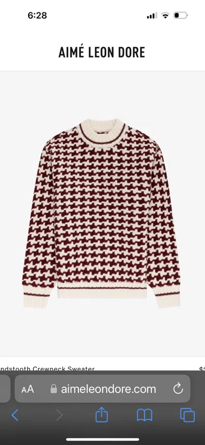 Pre-owned Aimé Leon Dore Houndstooth Crewneck In Red