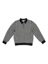 Aimé Leon Dore Black Long-sleeve Houndstooth Polo Shirt In Black