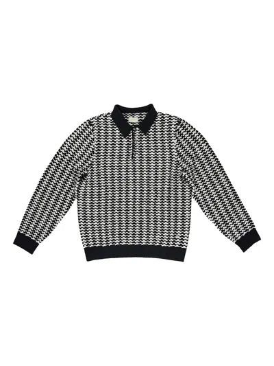 AIMÉ LEON DORE HOUNDSTOOTH LONG-SLEEVED POLO SHIRT