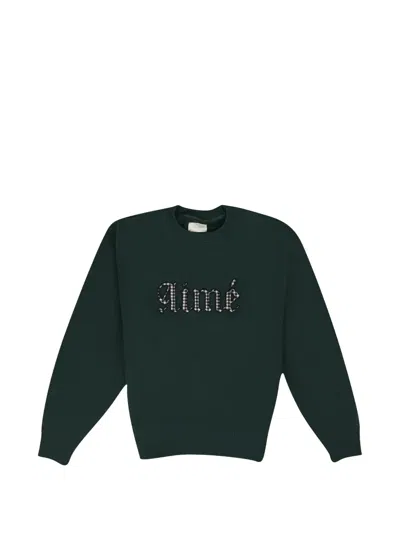 Aimé Leon Dore Houndstooth-appliqué Sweater In Green