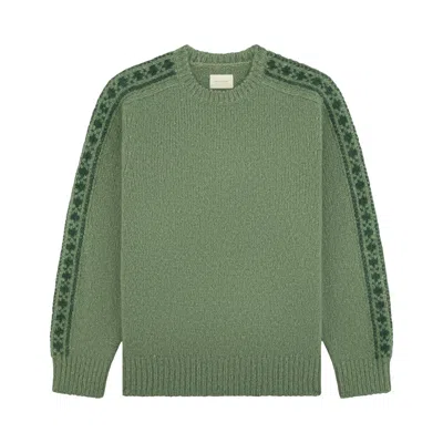 Pre-owned Aimé Leon Dore Jacquard Stripe Alpaca Sweater 'green' | Men's Size Xs