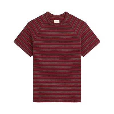 Pre-owned Aimé Leon Dore Jacquard Striped Tee 'henna' | Red | Men's Size M