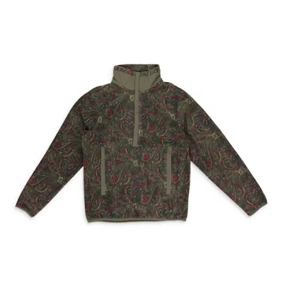 Aimé Leon Dore Khaki Paisley Half-zip Fleece Pullover In Blue