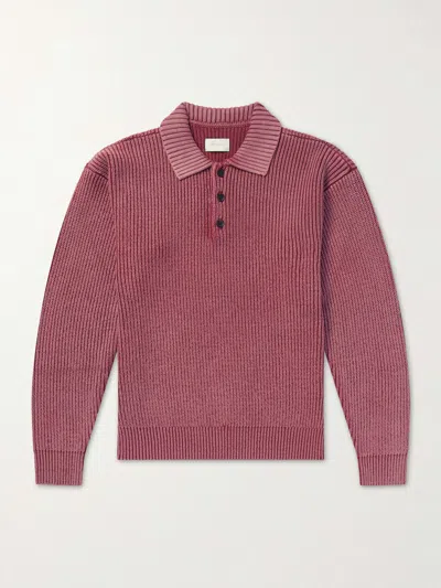 Aimé Leon Dore Knitted Cotton-blend Polo Sweater In Red