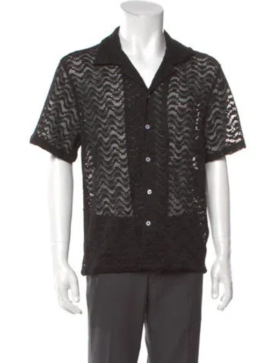 Pre-owned Aimé Leon Dore Lace Pattern Short Sleeve Shirt In Black