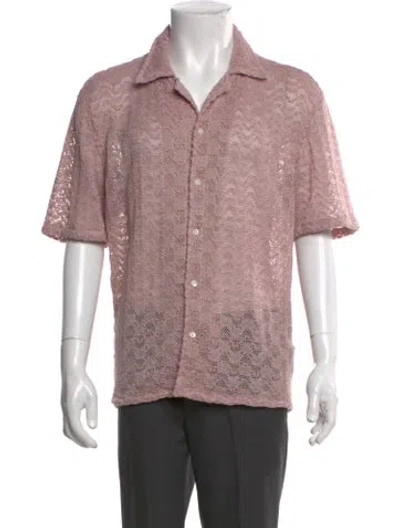Pre-owned Aimé Leon Dore Lace Pattern Short Sleeve Shirt In Pink