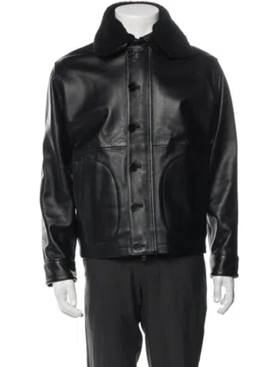 Pre-owned Aimé Leon Dore Lamb Leather Moto Jacket In Black