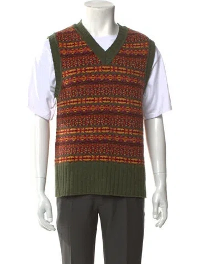 Pre-owned Aimé Leon Dore Lambswool Patterned Sweater Vest In Neutral