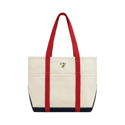 Pre-owned Aimé Leon Dore Large Crest Contrast Tote Bag 'navy/red' | Cream | Men's Size Onesize