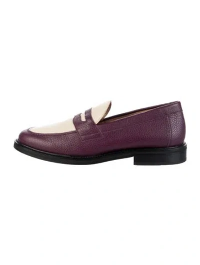 Pre-owned Aimé Leon Dore Leather Colorblock Pattern Dress Loafers In Purple