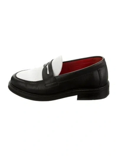 Pre-owned Aimé Leon Dore Leather Colorblock Pattern Loafers In Black/white