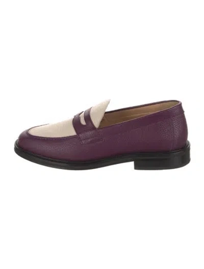 Pre-owned Aimé Leon Dore Leather Colorblock Pattern Loafers In Purple