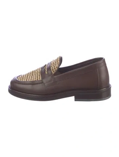 Pre-owned Aimé Leon Dore Leather Patterned Loafers In Brown