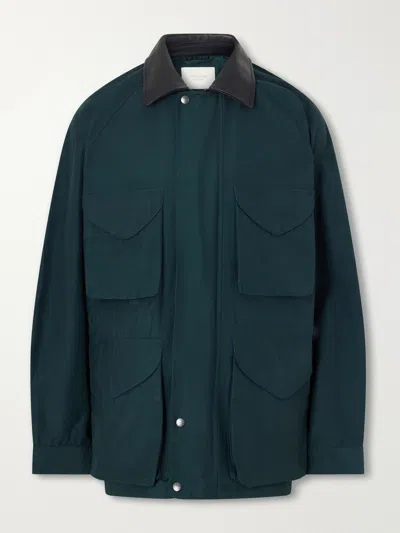 Aimé Leon Dore Leather-trimmed Cotton-blend Jacket In Green