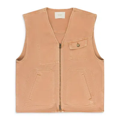 Aimé Leon Dore Light Pink Garment Dyed Denim Vest In Orange