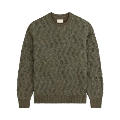 Pre-owned Aimé Leon Dore Linen Blend Cable Knit Sweater 'kalamata' | Green | Men's Size M