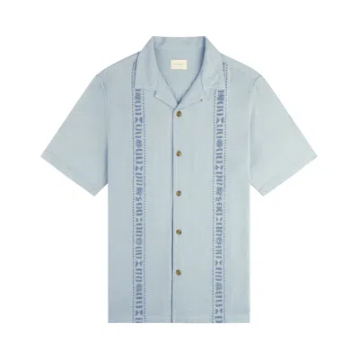 Pre-owned Aimé Leon Dore Linen Blend Leisure Shirt 'illusion Blue' | Men's Size Xxl