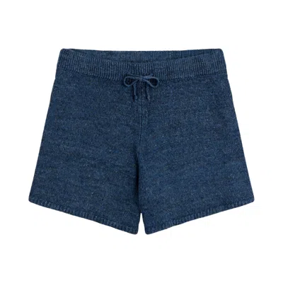 Pre-owned Aimé Leon Dore Linen Knit Drawstring Short 'indigo' | Blue | Women's Size S