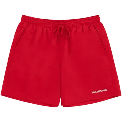 Pre-owned Aimé Leon Dore Logo Swim Short 'true Red' | Men's Size S