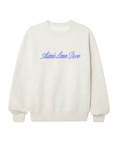 Aimé Leon Dore Logo-print Cotton-jersey Sweatshirt In White