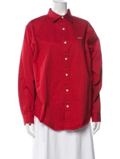 Pre-owned Aimé Leon Dore Long Sleeve Button-up Top In Red