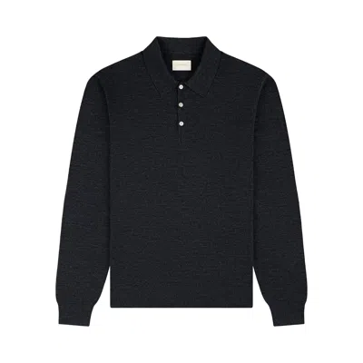 Pre-owned Aimé Leon Dore Long-sleeve Merino Polo 'charcoal' | Grey | Men's Size L In Gray