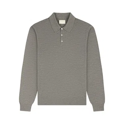 Pre-owned Aimé Leon Dore Long-sleeve Merino Polo 'vetiver' | Grey | Men's Size Xl In Gray