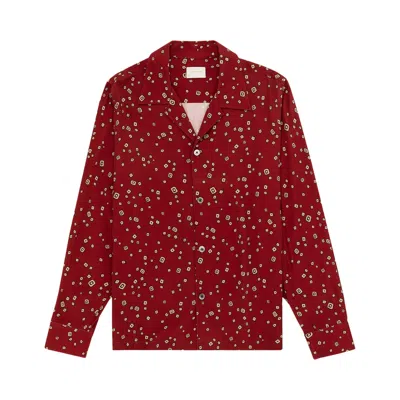 Pre-owned Aimé Leon Dore Long-sleeve Twill Leisure Shirt 'geo Cube' | Red | Men's Size L