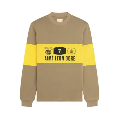 Pre-owned Aimé Leon Dore Long-sleeve Rally Tee 'kelp' | Tan | Men's Size L In Brown