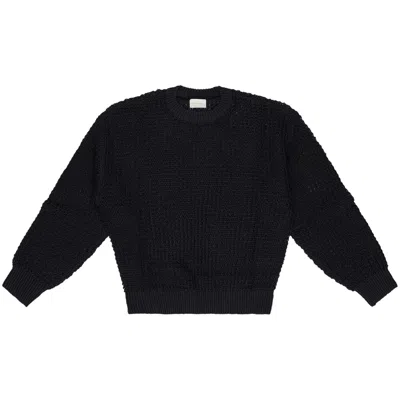 Pre-owned Aimé Leon Dore Loose Knit Waffle Crewneck Sweater 'black' | Men's Size L